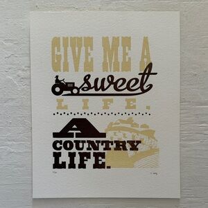 Letterpress Country Life Wall Art Print